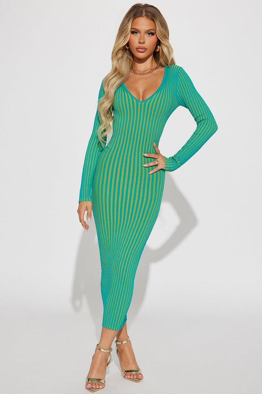 Sarah Sweater Midi Dress - Turquoise