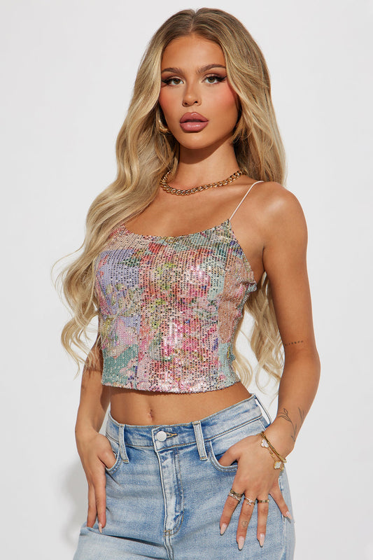 All That Sparkles Sequin Top - Blush/combo