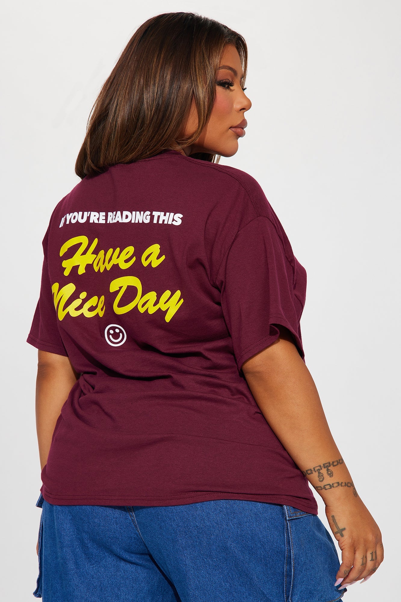 Have A Nice Day Graphic Tee - Burgundy