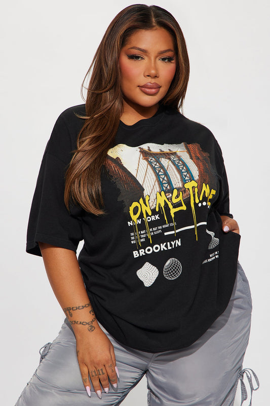 On My Time Brooklyn Graphic Tshirt - Black